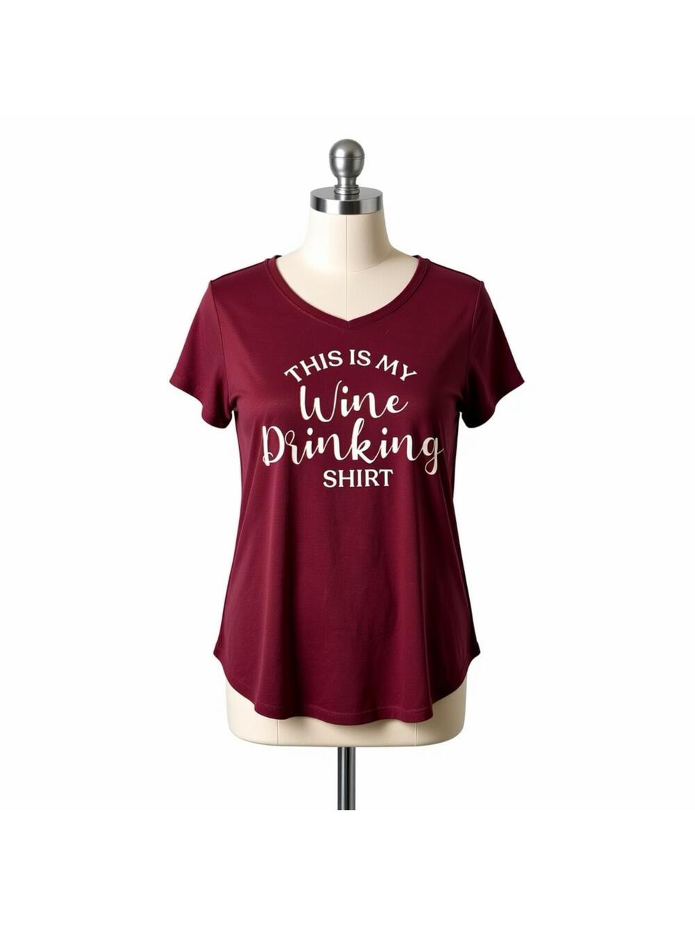 APT. 9 Burgundy This Is My Wine Drinking Shirt, Size Large
